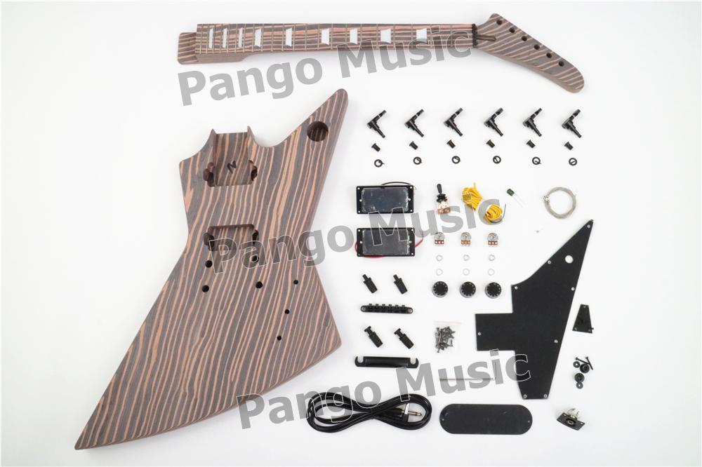 PANGO All Zebrawood Explorer DIY Electric Guitar Kit DIY Guitar PEX pango-all-zebrawood-explorer-diy-electric-guitar-kit-diy-guitar-pex